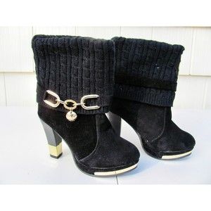 Eblan Women's Boots with Gold Accents. Sz.6 Black